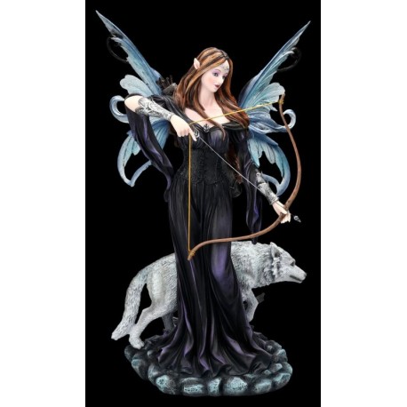 Fairy-Amora with Bow and Wolf