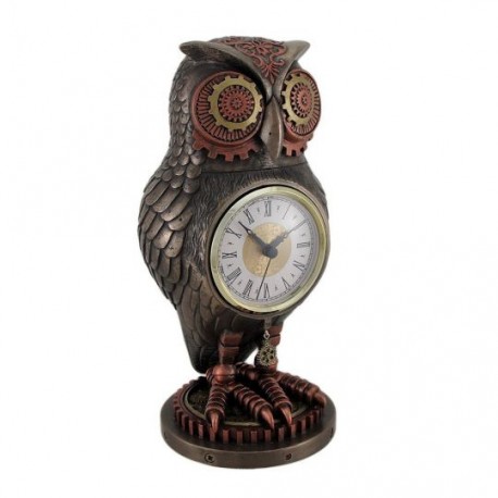 Steampunk mechanická sova hodiny